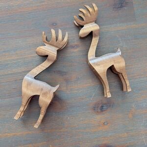 Wooden Reindeer Wall Decor - Brown Rustic Set